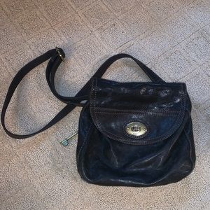 Black leather Fossil crossover purse